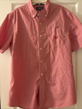 Chaps Men's Red Gingham Short-Sleeve Button-Down Shirt - Red/White